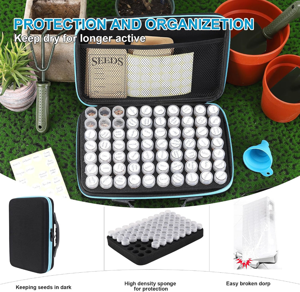 70 Slots Seed Storage Organizer, Garden Seeds Saver kit Seed Organizer with 20 Seed Envelopes, Write Label, Funnel