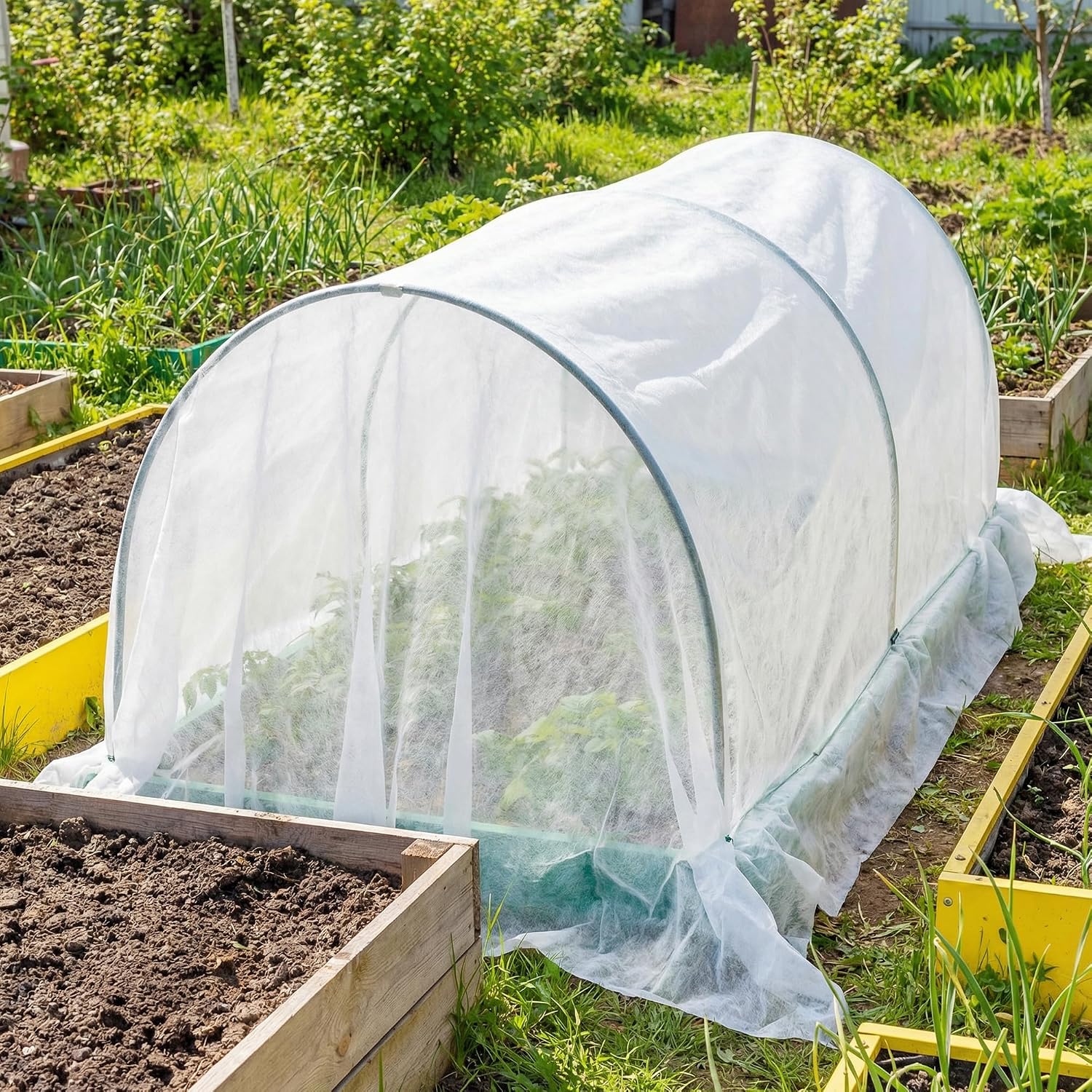 DECOHS 2 Pcs Plant Sun Protection Cloth, 24 x 10 Ft Garden Plant Shade Cloth, Non-Woven White Light Refraction Sunshade