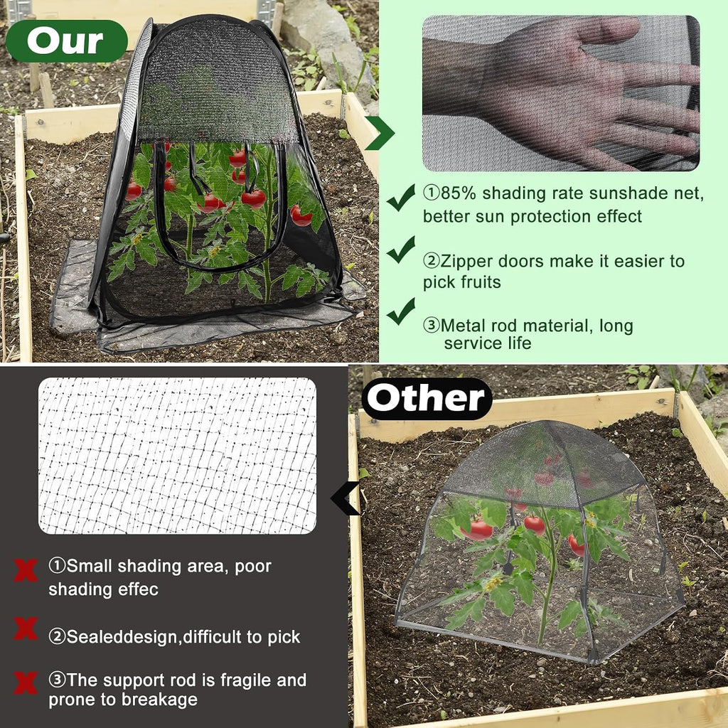 2pack Pop up Plant Shade Tent, Plant Shades for Outdoor Plants Mesh Plant Cover with 8 Stakes Pop up Sunblock Shade