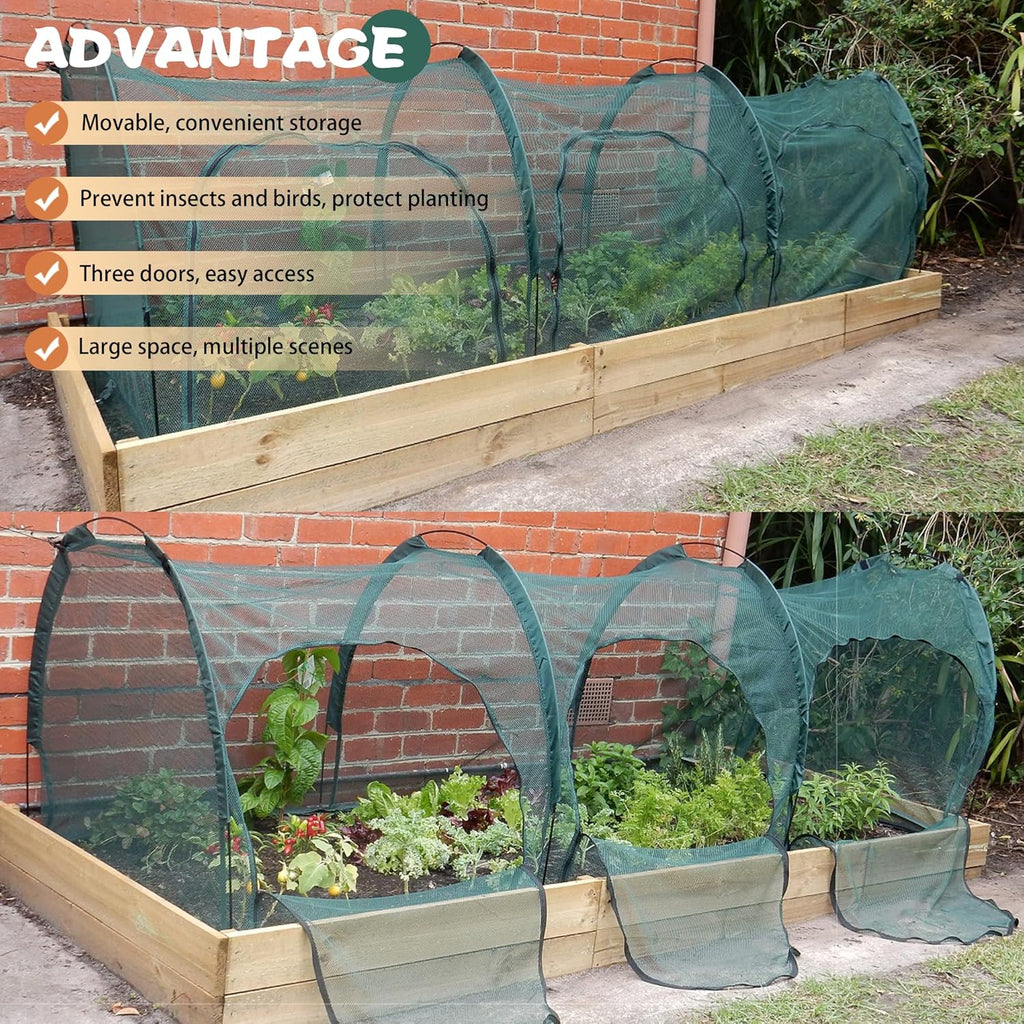 Flexible Net Grow Tunnel - Garden Greenhouse Plant Mesh Covers Growhouse Cloche for Protecting Fruit Vegetables Plants