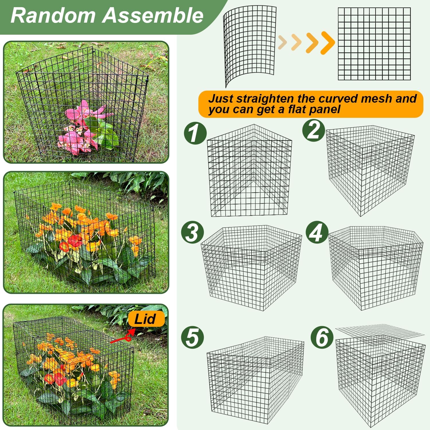 10 Pack Plant Protector from Animals, 13.5" Dia x 14" H Wire Plant Protectors, 30pcs Pre-Bent Metal Mesh to Keep