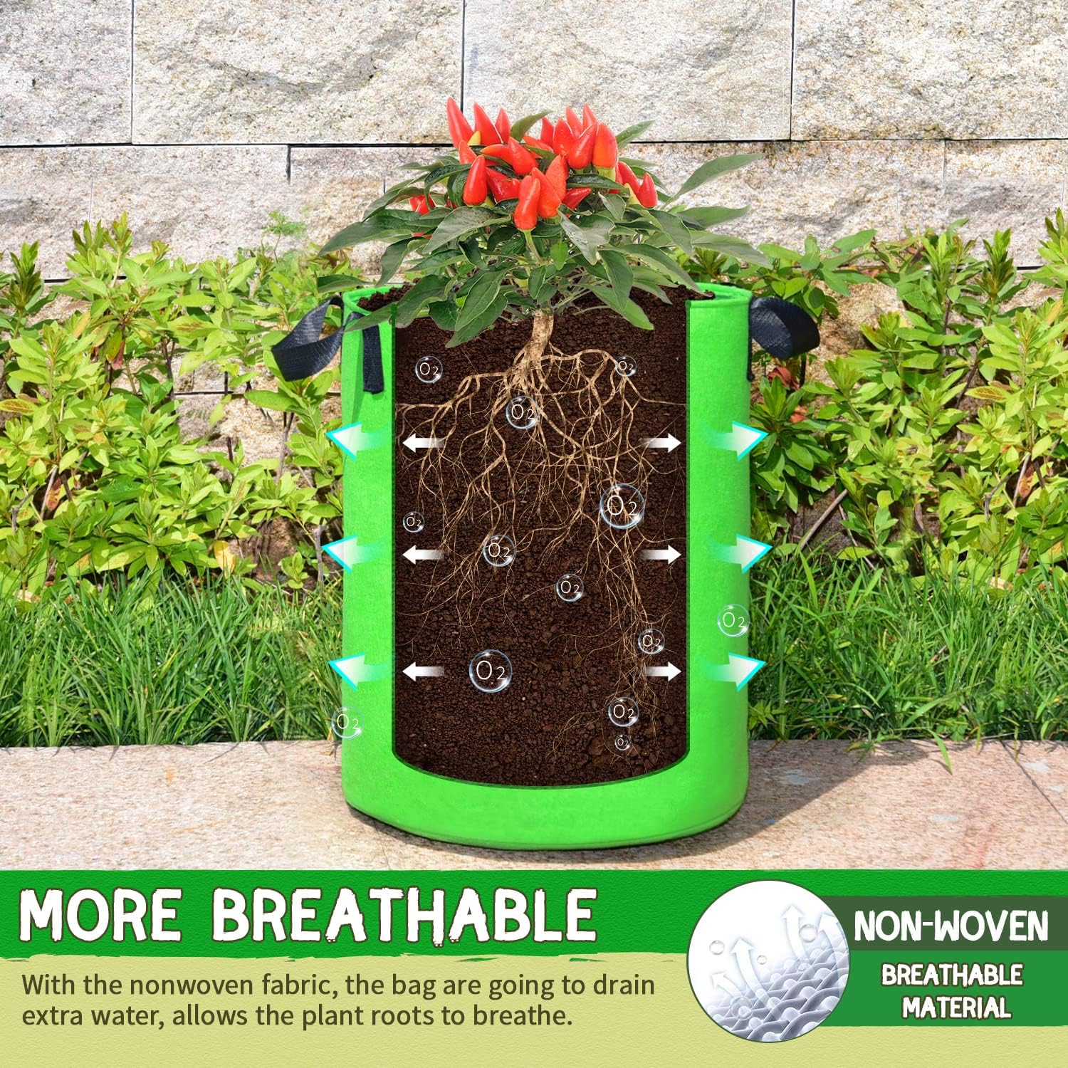 SCENGCLOS 10 Gallon Potato Grow Bags, 6 Pack, Two-Sided Transparent Flap, Breathable Non-Woven Fabric, Large Capacity