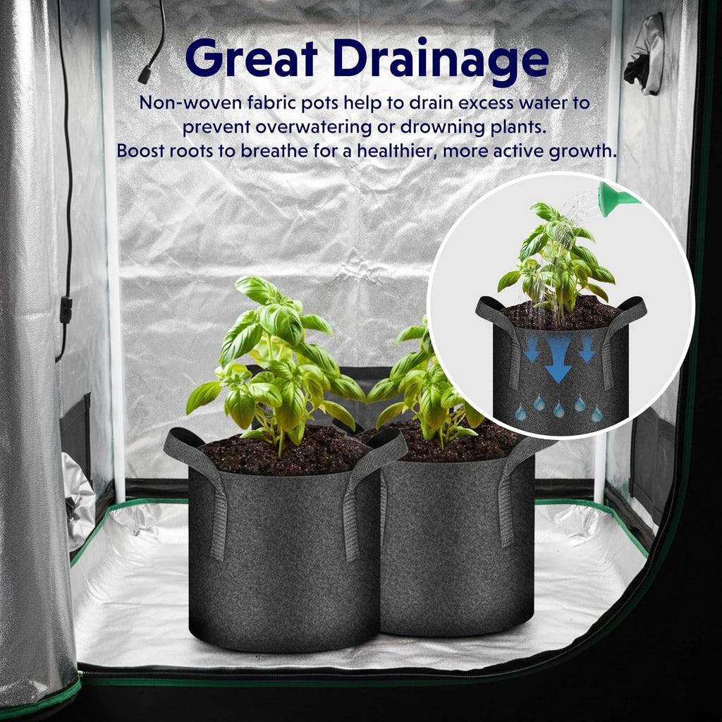 iPower 5 Gallon 10 Pack Grow Bags Nonwoven Fabric Pots Aeration Container with Strap Handles for Garden and Planting