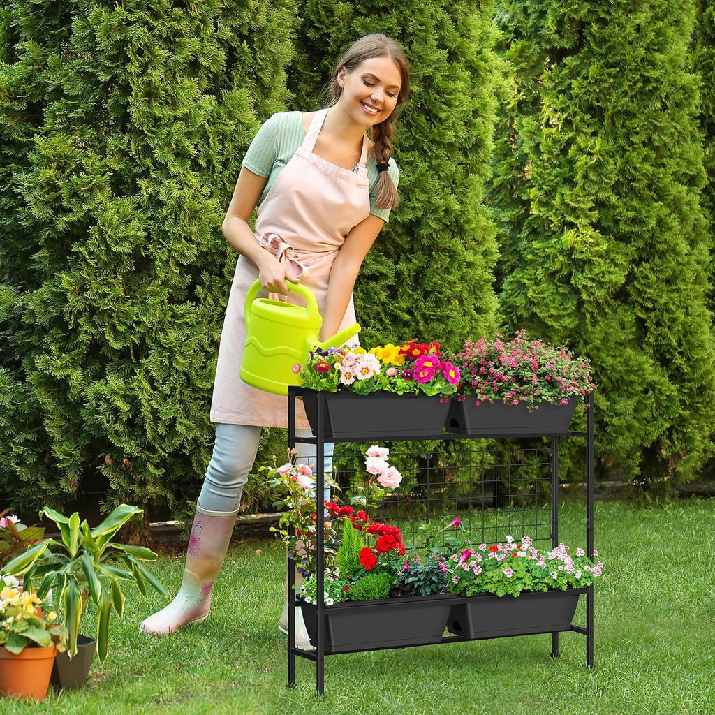 OYEAL Raised Garden Beds Outdoor with Legs 32" Tall Herb Garden Planters Box Raised Flower Beds for Gardening, Vertical