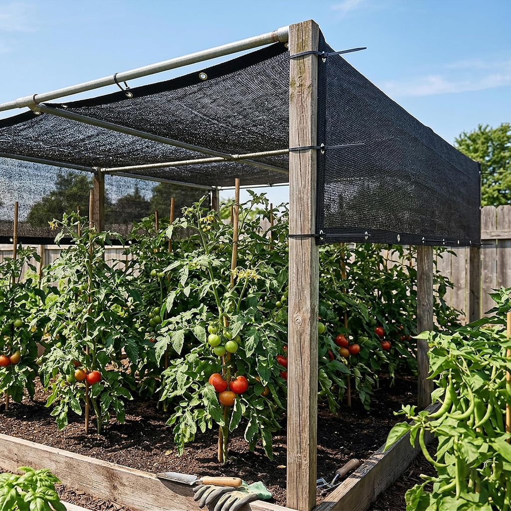 ColourTree 50% Black Shade Cloth, 8FT x 12FT Mesh Tarp, UV Resistant Netting with Upgrade Grommets for Plant Cover