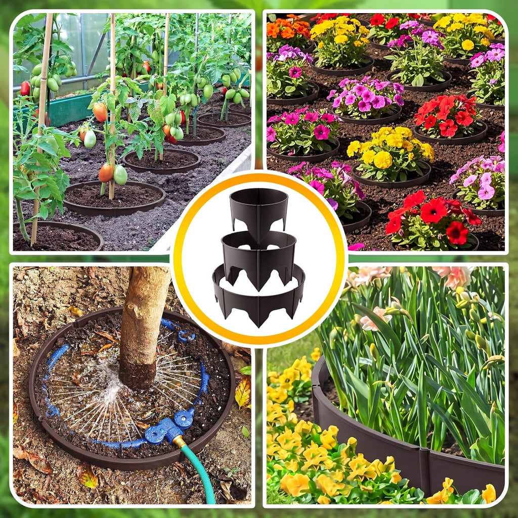 50 Pcs Planting Grow Rings, Diameter Range 8.2-15.7 Inches, Adjustable Interlocking Plant Support Rings with Mallet
