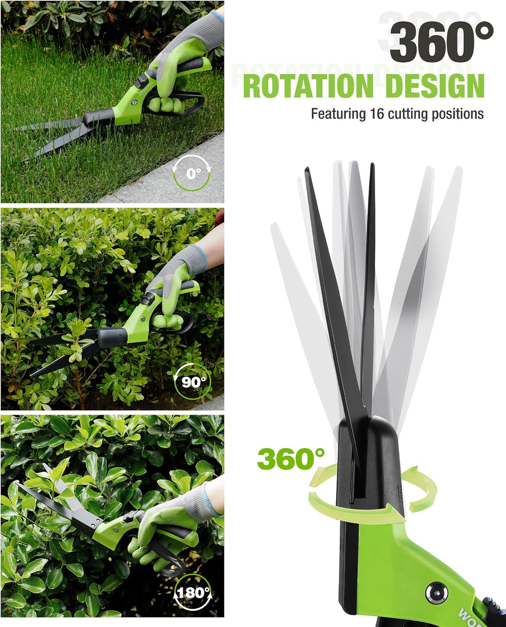WORKPRO Grass Shears Handheld, Grass Clippers with 360 Degree Swivel Blades | 15-Inch Manual Grass Cutter, Ultra-Sharp
