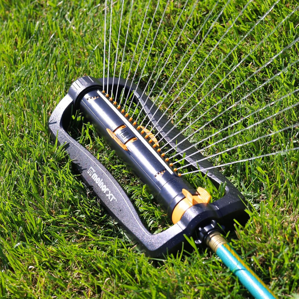 Melnor 65165AMZ XT Turbo Oscillating Sprinkler, 4,500 sq. ft., Quick Connect Bundle, 2-Way Adjustable, Black, Yellow