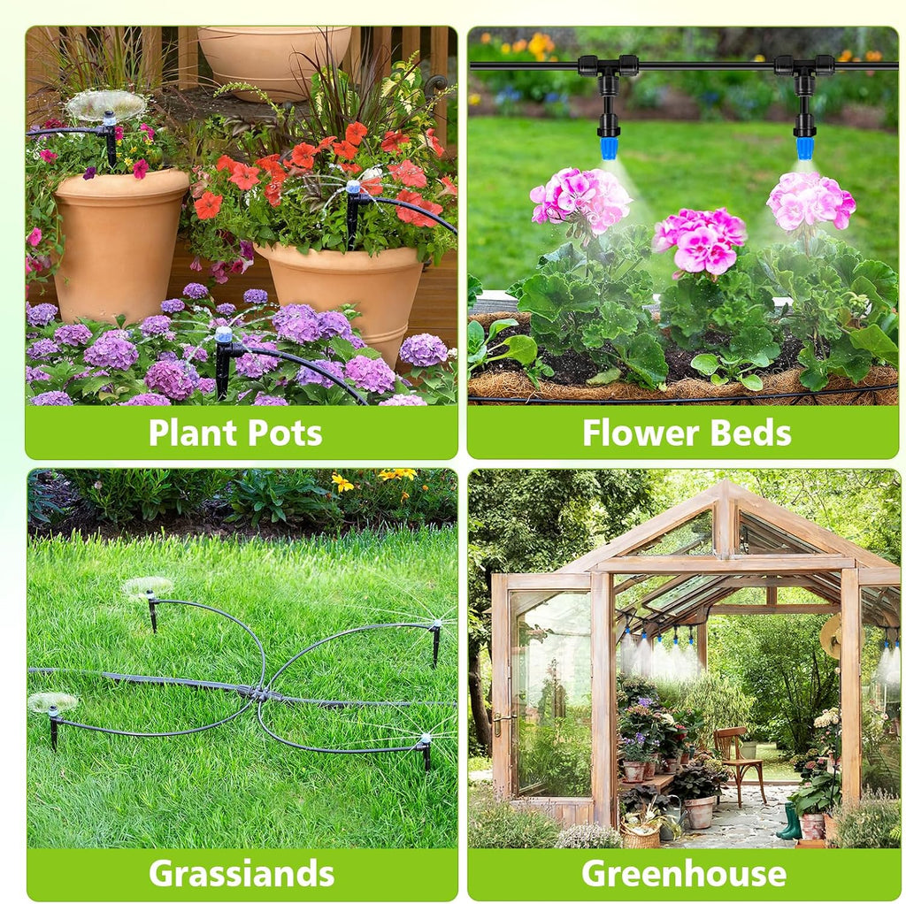 230FT New Quick-Connect Drip Irrigation System Kit, Automatic Garden Watering Misting System for Greenhouse, Yard