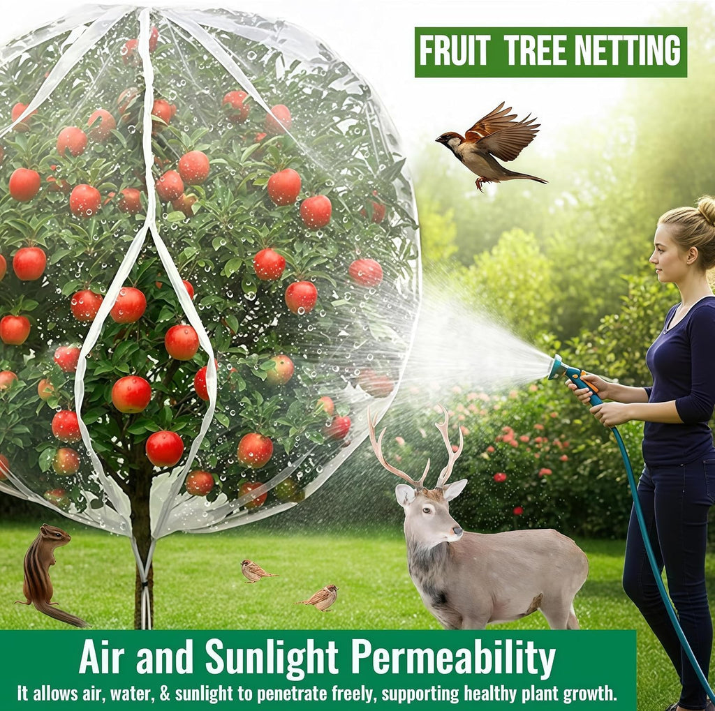 Drawstring & Zipper 2 Pack 8x8 FT Fruit Tree Netting Cover - Easy Install - Reusable Bird Netting for Blueberry