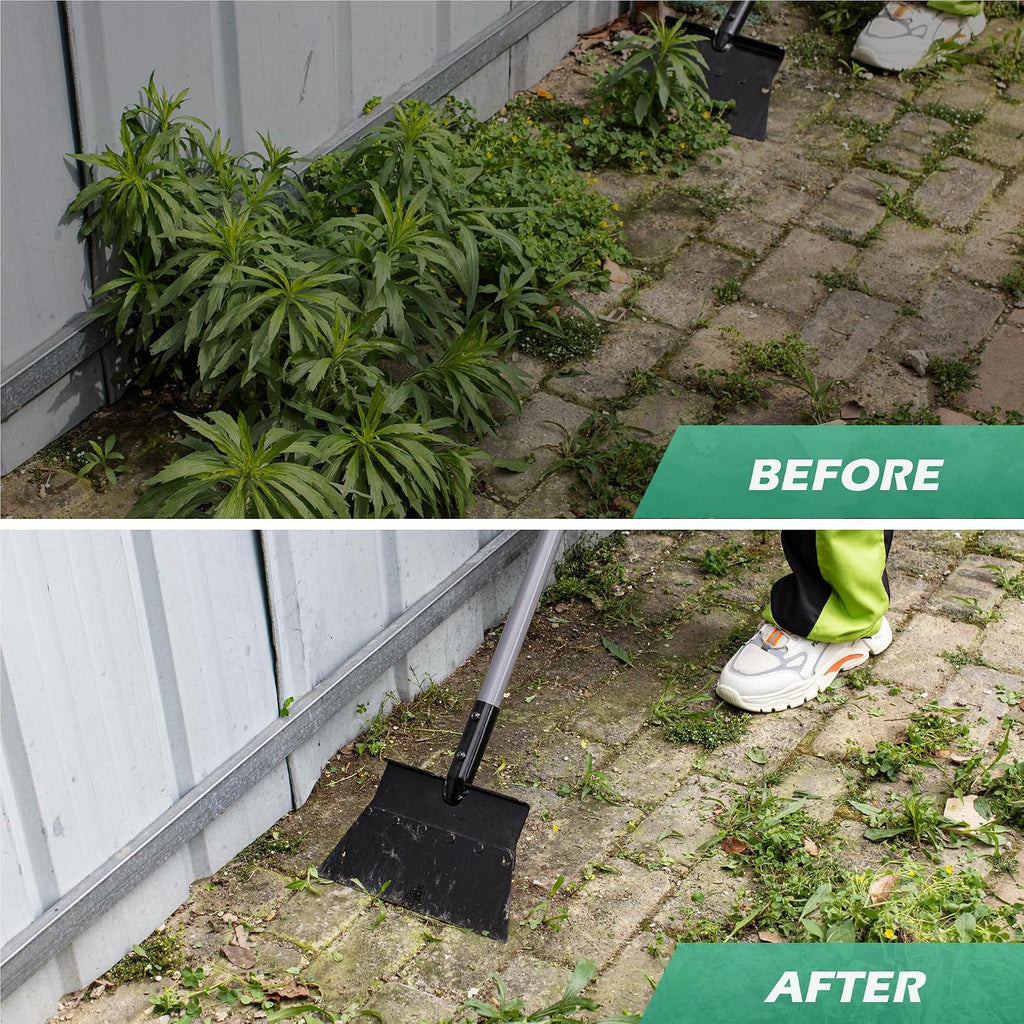 Suchtale Flat Shovel, 11-Inch Floor Scraper, Long Handle Weed Scraper | 11-Inch Garden Cleaning Shovel with Foot Step