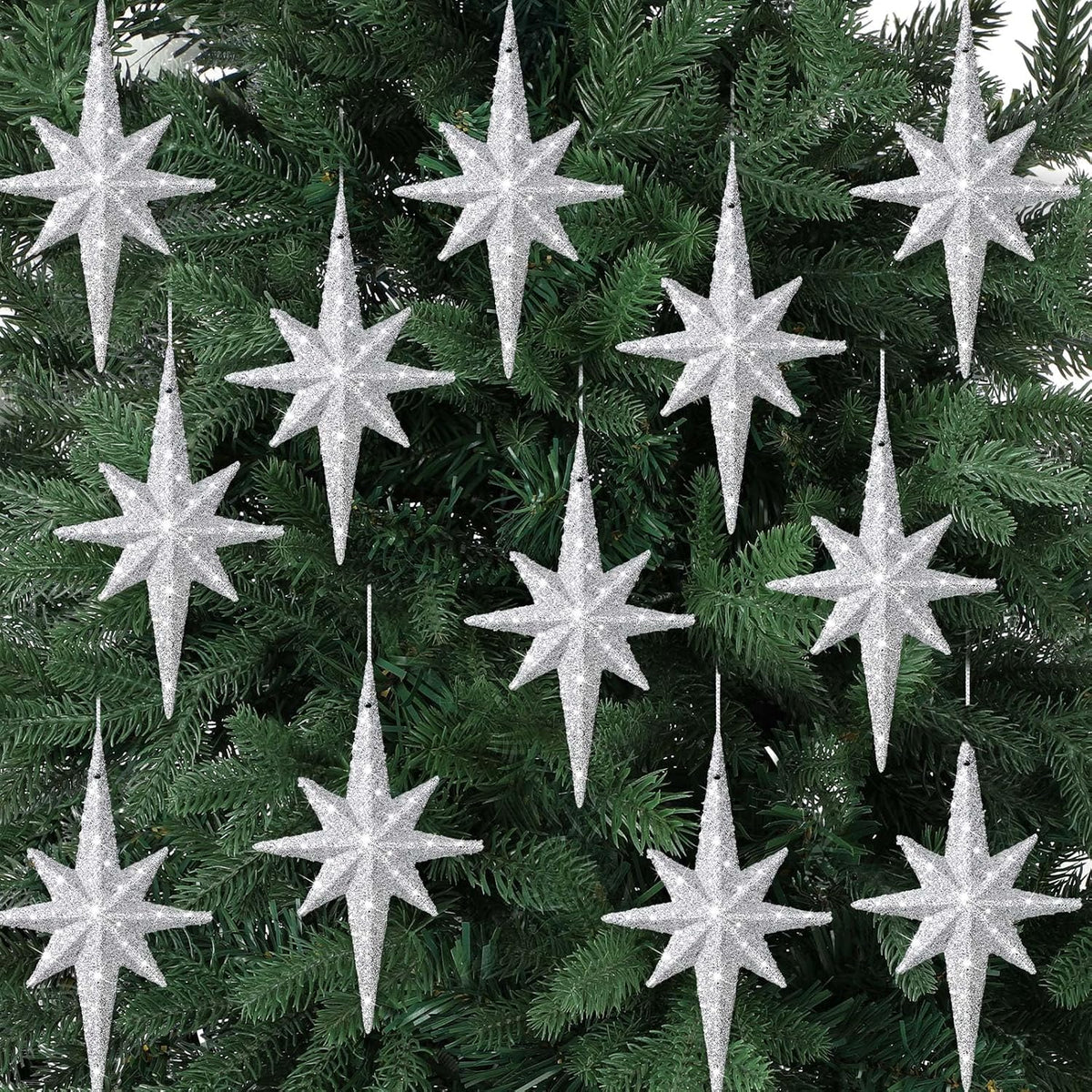 Yerliker 8 Pack 6 Inch Large Christmas Ornament Hanging Balls, White