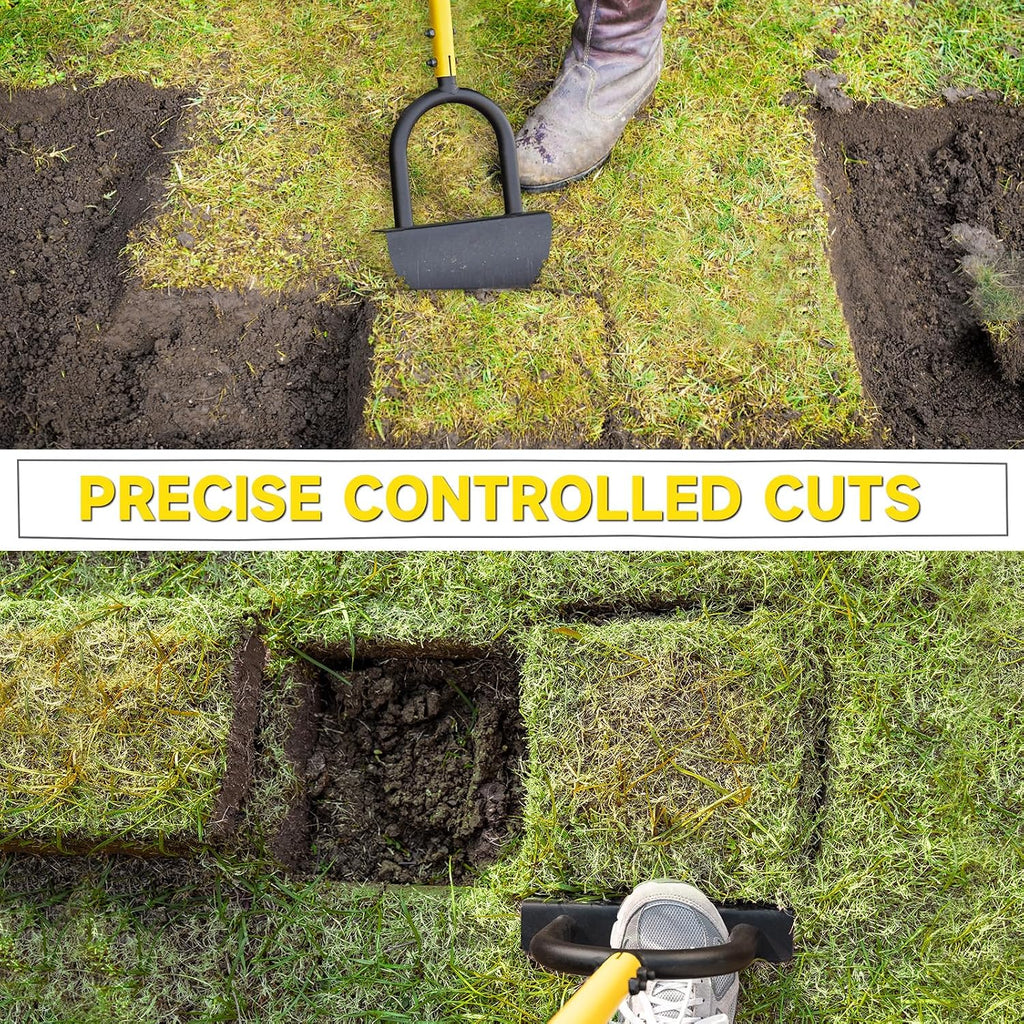 Manual Edger Lawn Tool with 38"-42" Adjustable Length, Half Moon Saw Tooth Border Edger with Wide Footplate Manganese
