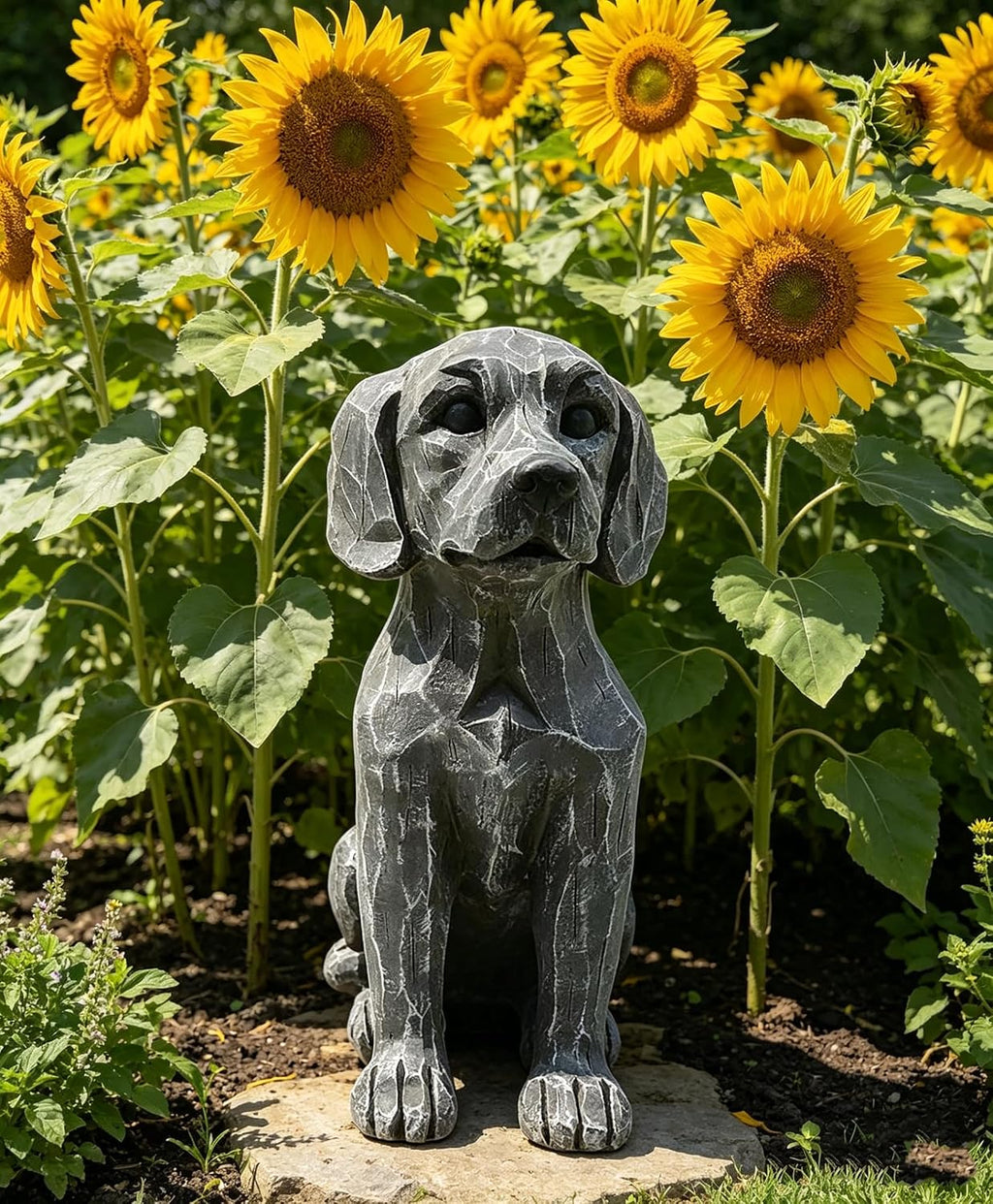 Labrador Dog Statue, 11.22 Inch Resin Retriever Garden Animal Decor | Realistic Hand-Painted Accent For Gardens