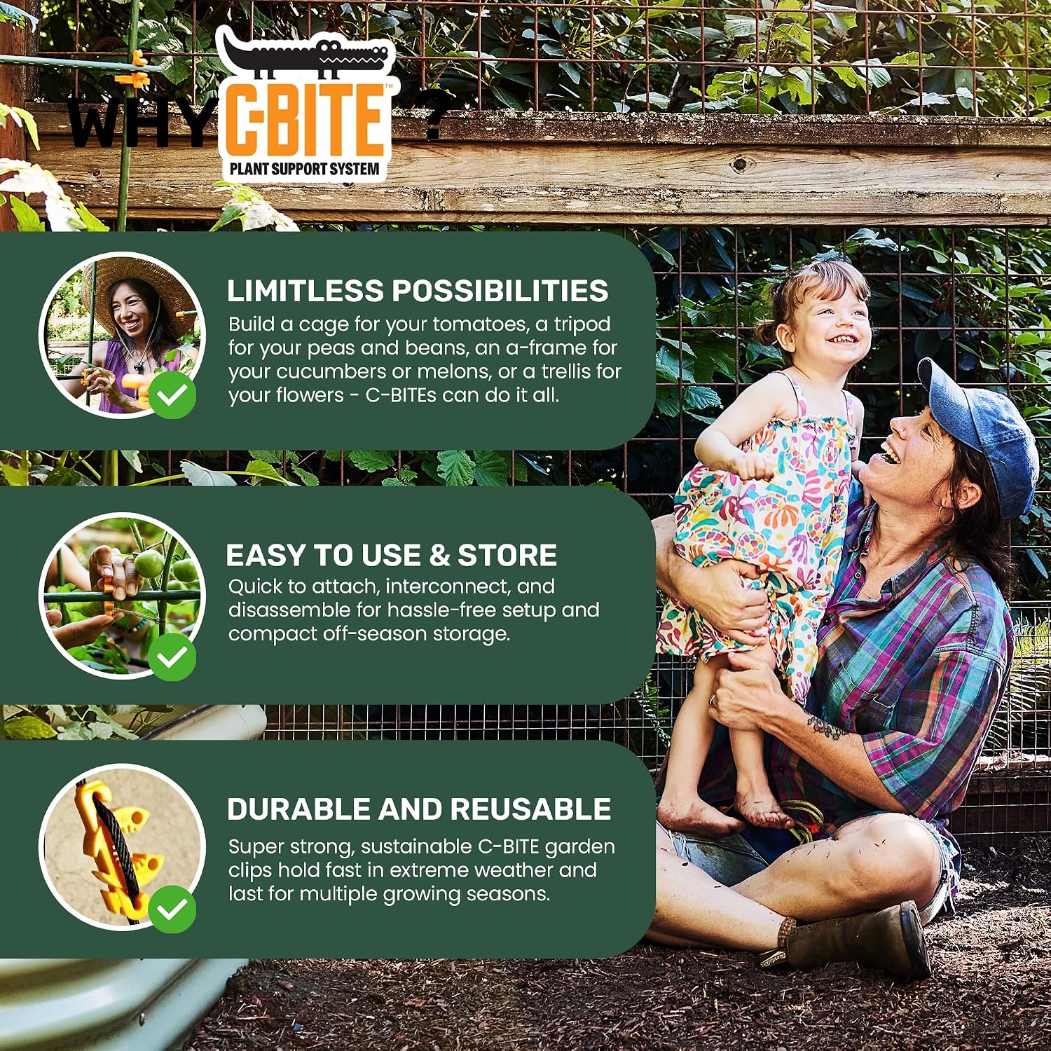 Plant Support Maker Kit – Custom DIY Trellis & Tomato Cage System, Modular Garden Stake Connectors for 7/16" Stakes