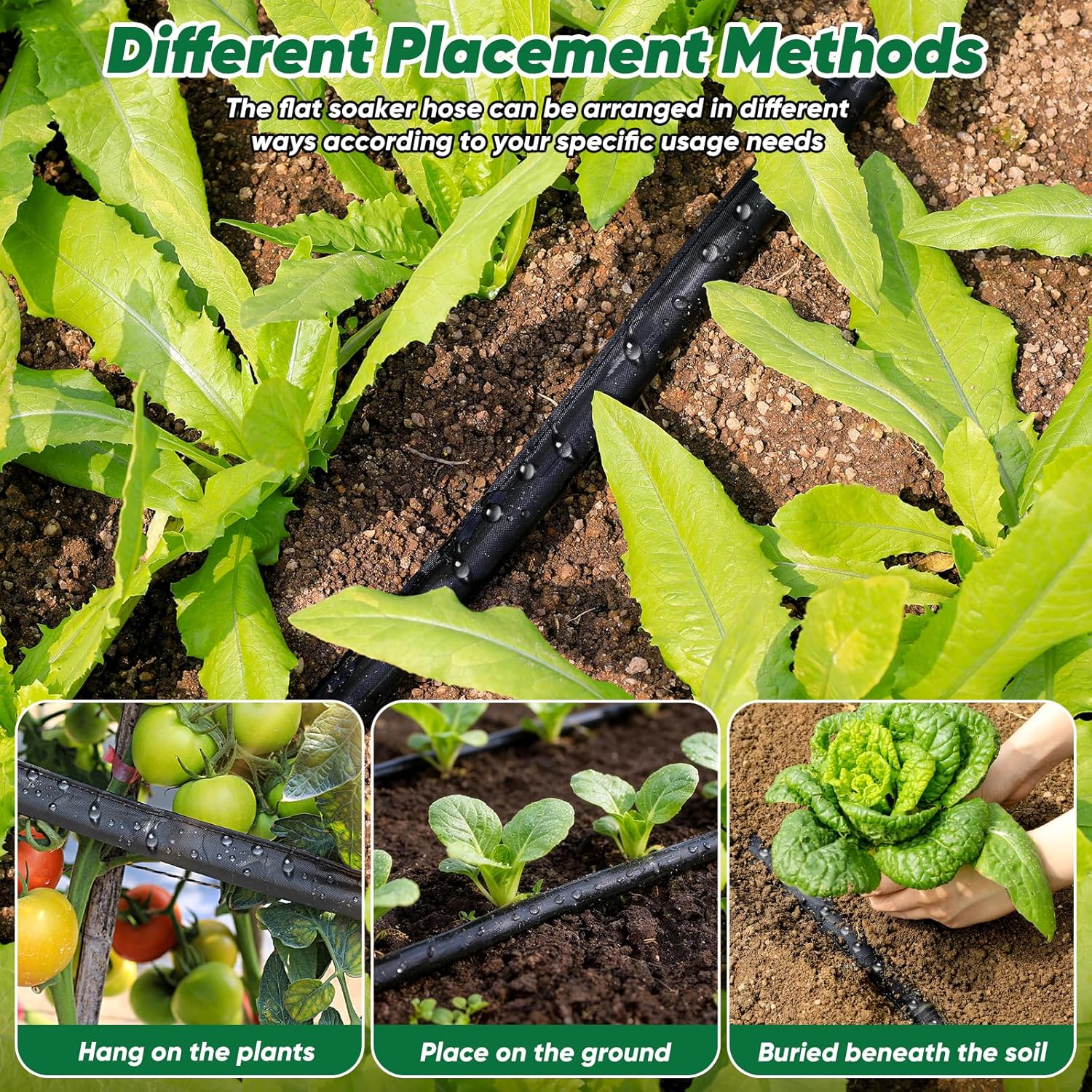 Garden Hose 50 ft, Leakproof Design Soaker Hose, Water Hose With Drip Irrigation System, 1/2 Linkable Consistent Drip