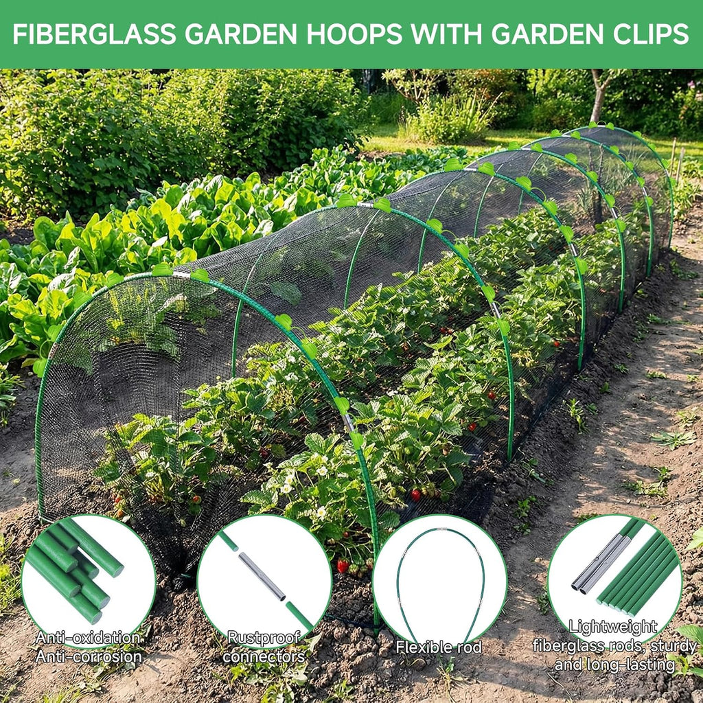 72 Pieces Garden Hoops for Raised Beds Fiberglass Support Greenhouse Hoops | 12 Sets Of 8 Ft Garden Hoops Kit Grow