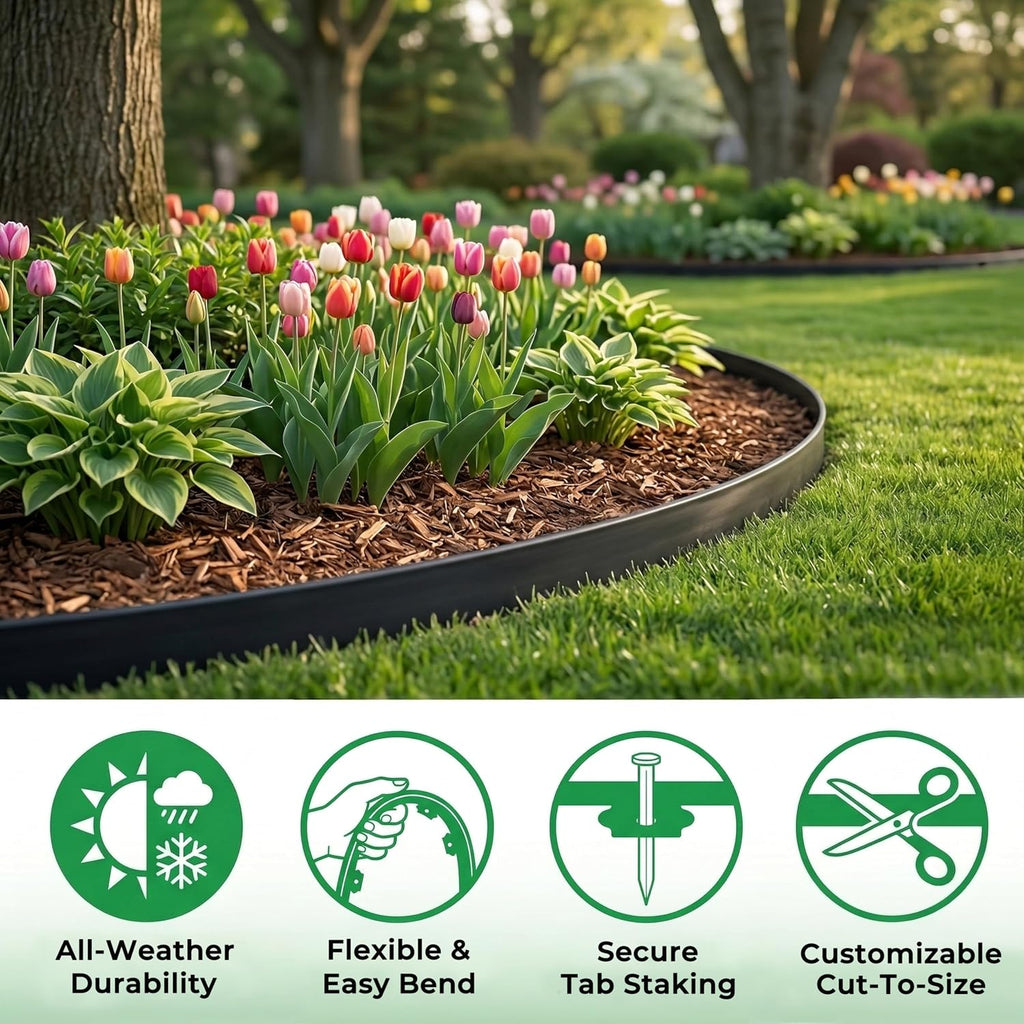Gardzen 1.5" x40' Landscape Edging Kit with 40 Spikes | Garden Edging Coil for Lawn Borders and Landscape Projects