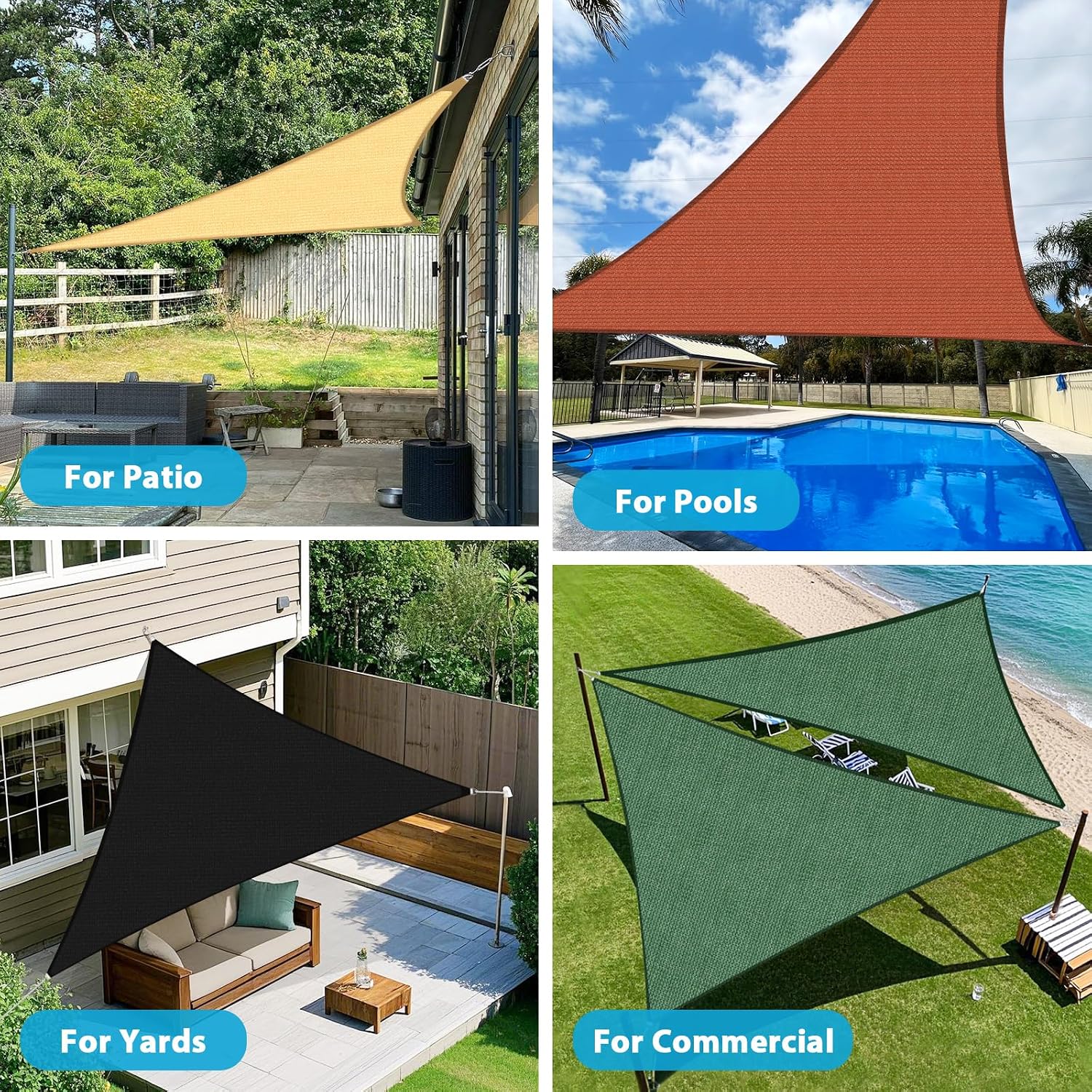 Amagenix Sun Shade Sail 9X10X13.5 Curved Edge Outdoor Shade Canopy Cream Breathable 95% UV Block Shade Cloth for Patio