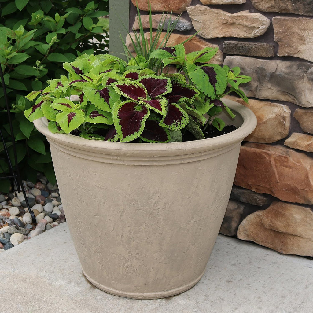 Sunnydaze Anjelica 24'' Large Plastic Planter Pot for Plants, Beige | 19-Gallon Capacity, Large Plastic Planter for