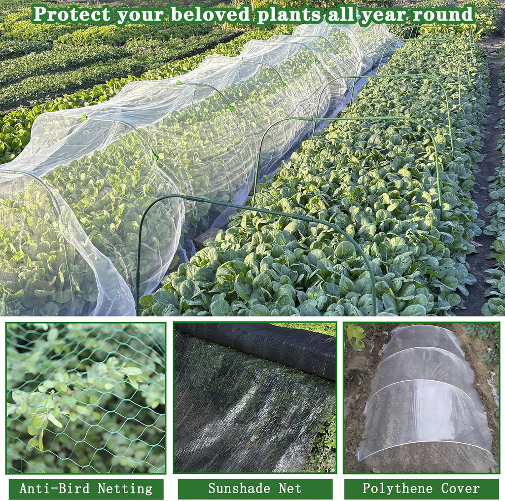 10 Sets 41.3"x32" Greenhouse Hoops Grow Tunnel for Raised Beds,Durable Rust-Free Removable Row Cover Hoops for Garden