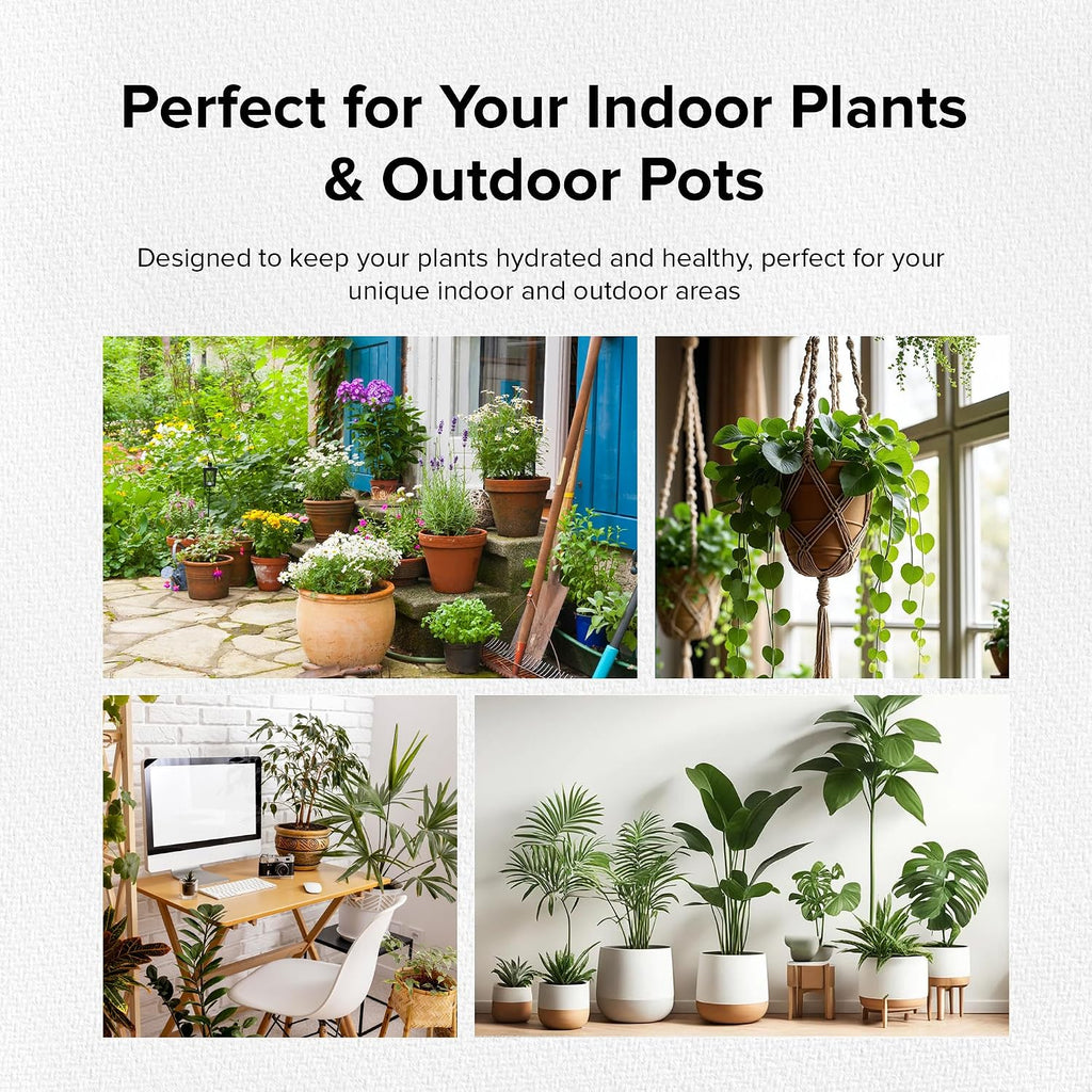 Terracotta Watering Spikes with Lids, Large 4 Pack | Self watering spikes for indoor or outdoor plants; ideal for