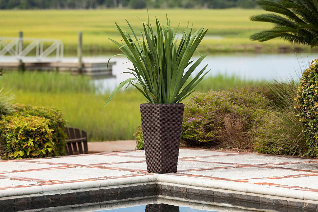 62501 Alto Wicker All-Weather Planter Set with Liners Tall Plant Decor Box for Outdoors Patio Herb Garden Furnishings