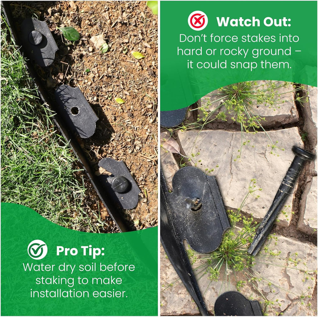 MIXC Garden Edging Border, 100FT 2 Inch Tall Plastic Landscape Edging with 150 Stakes, Flexible Tool-Free Lawn Border