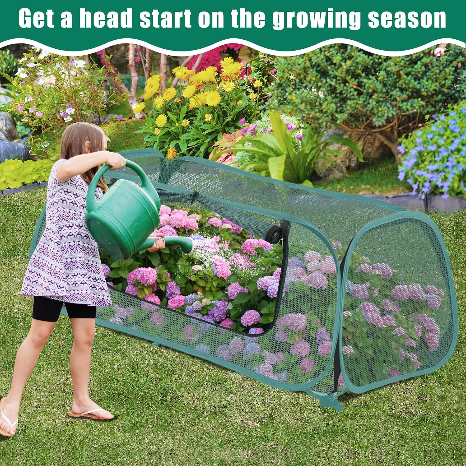 2 Pack Raised Bed Garden Covers, Garden Netting, 30% Sunblock, 45"X22"X16" | Pop Up Mesh Plant Covers, Plant Shade