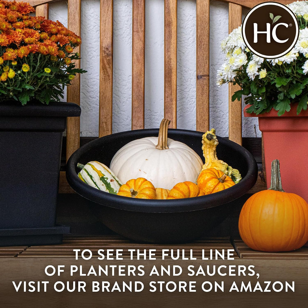 The HC Companies Shallow Planter with Drainage - Contemporary Garden Bowl Planter for Flowers, Herbs & More - Round