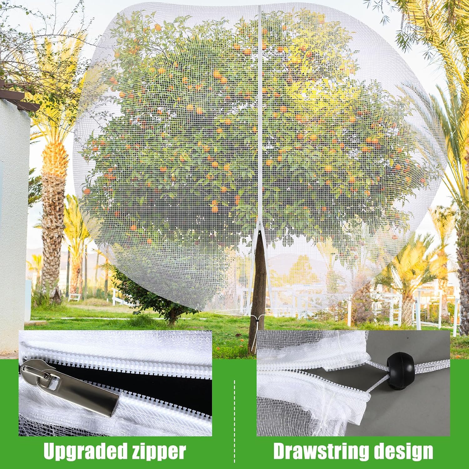 1 Pcs Large Fruit Tree Netting 12 X 12 Ft with Zipper Drawstring | Protect Fruit from Squirrels Birds Bug Deer & Rat