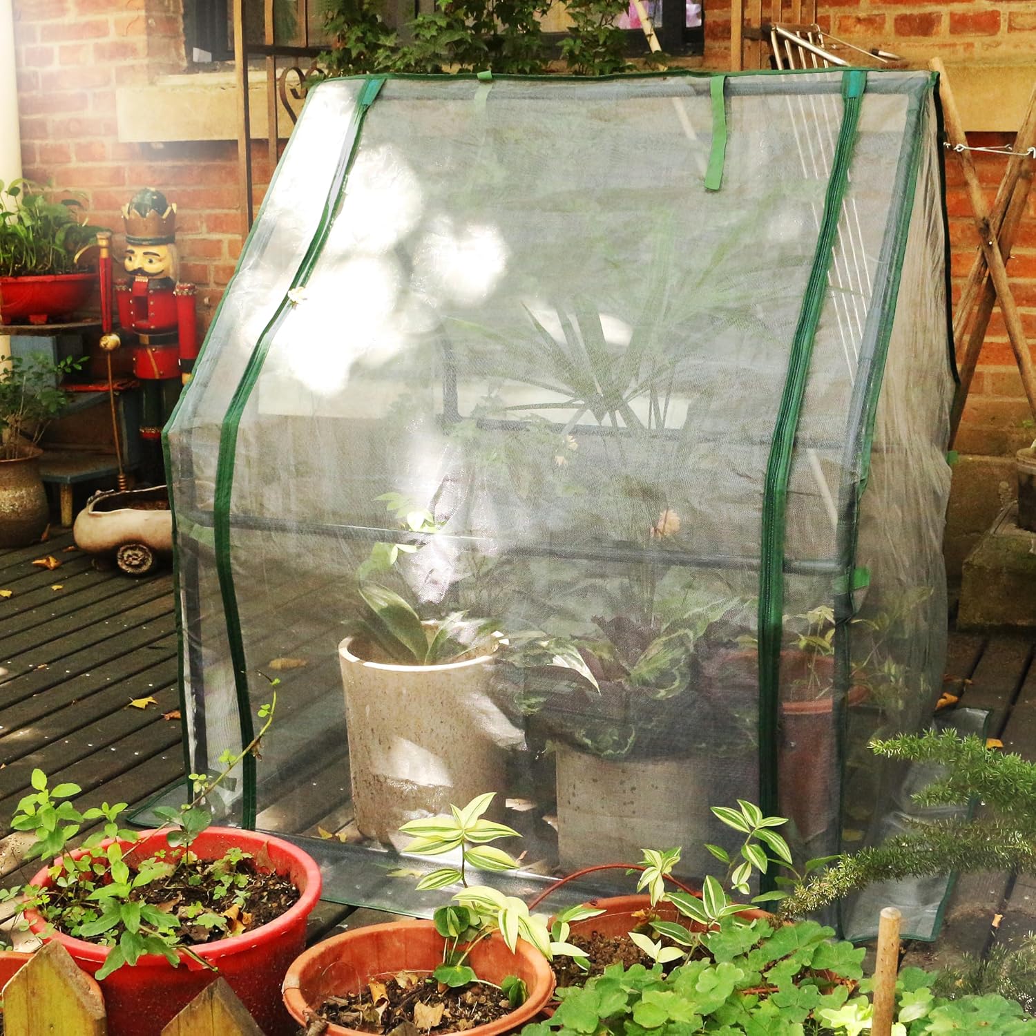 Gardzen Mini Greenhouse with Zipper Mesh Cover 36.2"(L) x36.2(W) x42.5(H) | Steel Frame Portable Outdoor Greenhouse