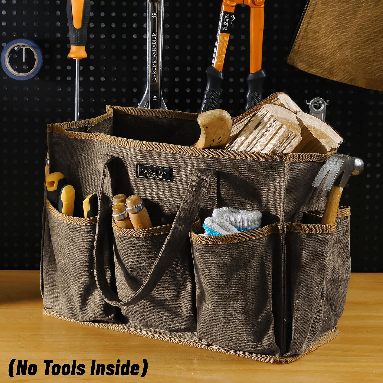 16OZ Waxed Canvas Tool Tote Bag for Garden Tools Wrench Set & Screwdrivers | 11-Pocket Garden Tool Bag with Portable