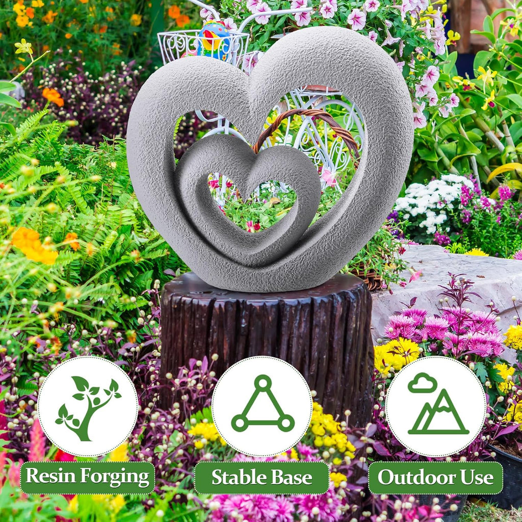 Suzile Nesting Heart Garden Sculpture Resin Outdoor Garden Statues 13.39 x 12.2 x 3.15 Inches Memorial Statues for