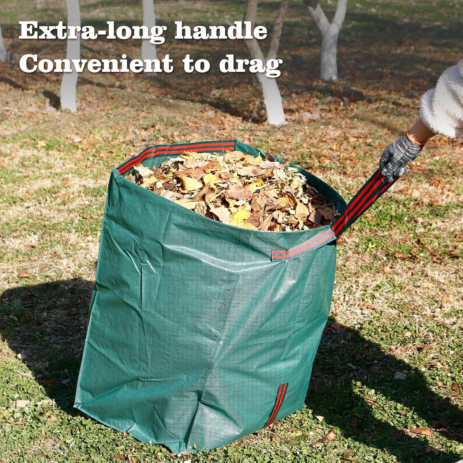4-Pack 53-Gallon Reusable Collapsible Heavy Duty Leaf Bags with Dustpan | For lawn, garden, grass clippings, yard