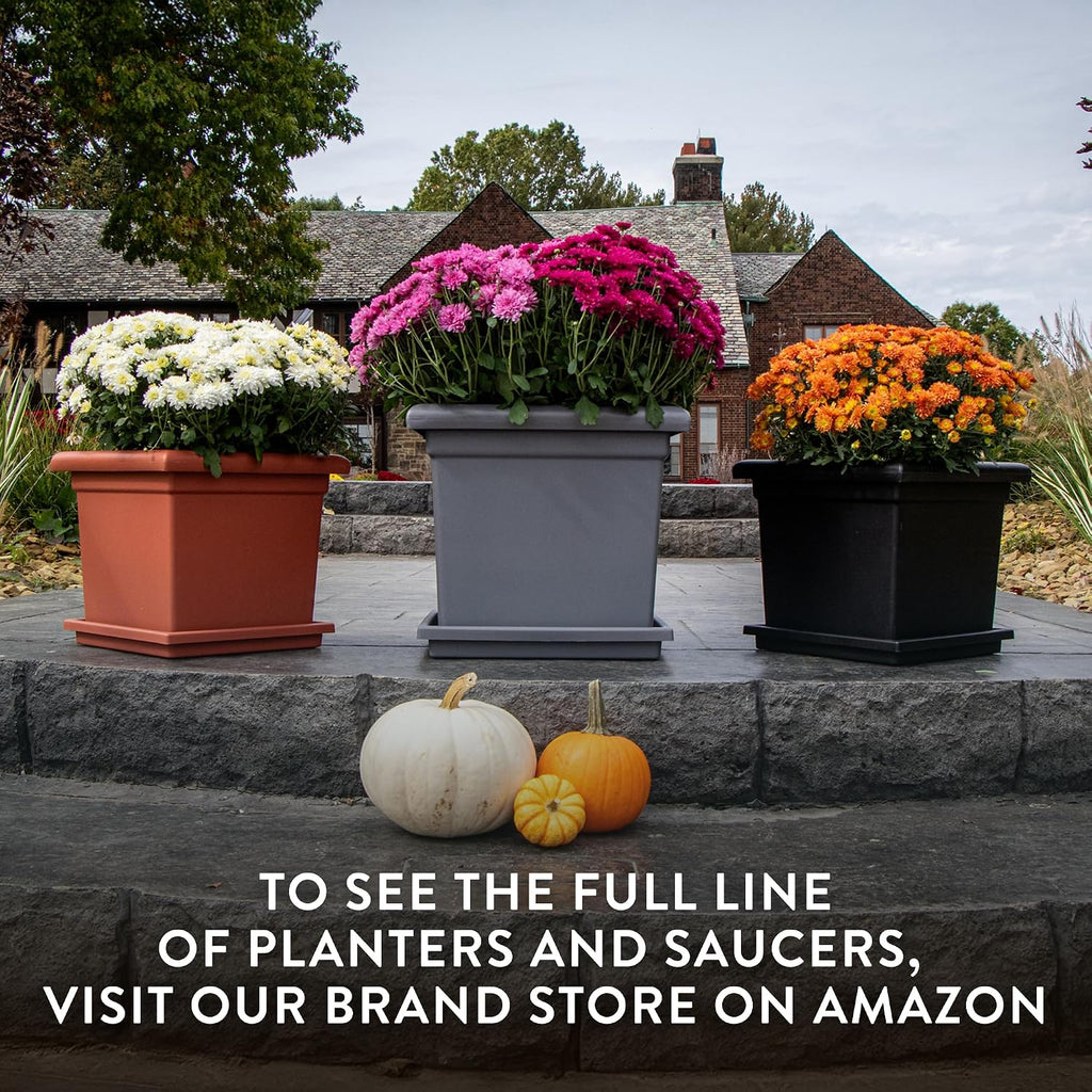 The HC Companies Accent Square Plant Pot w/Drainage - Classic Planters for Outdoor Plants & Indoor Plants - Lightweight