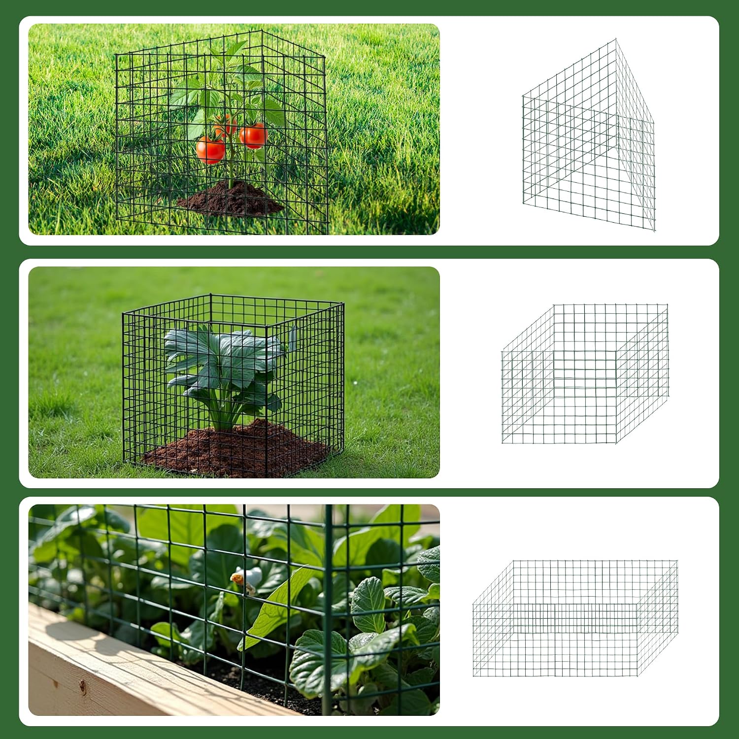 4 Sets of DIY Metal Plant Protectors from Deer, Garden Fencing Animal Barrier Size 11.8 * 12.9 inches, Mesh Plant Cage