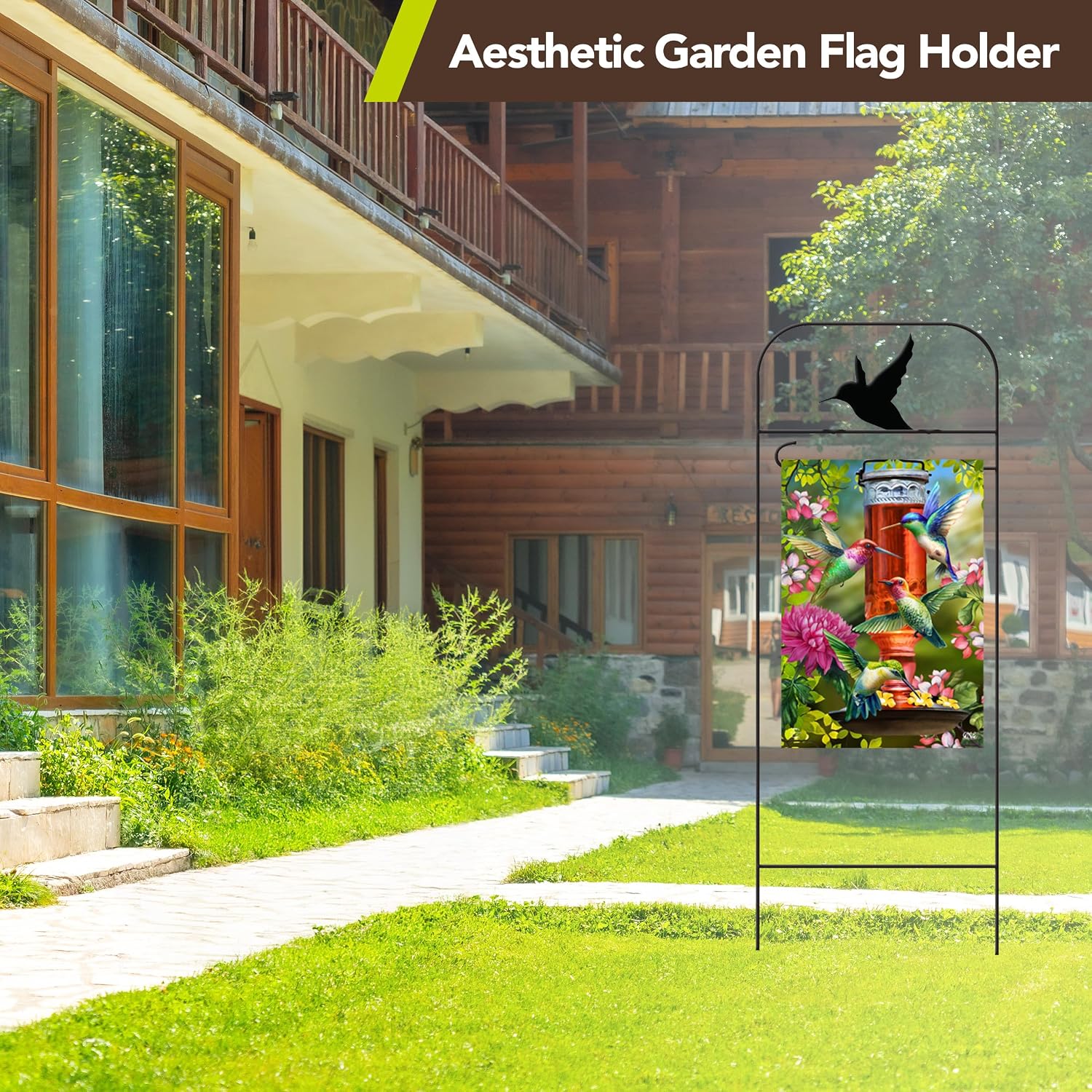 Briarwood Lane Wrought Iron Hummingbird Garden Flag Arbor 41x15 Garden Flag Decorative Arbor