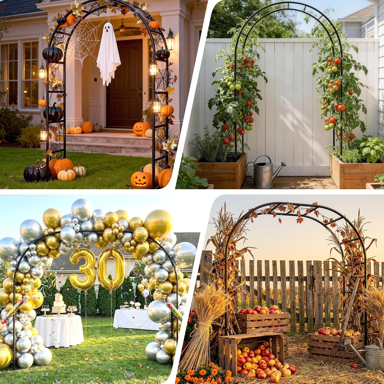 Thickened Rustproof Garden Arch Metal Trellis for Climbing Plants | Outdoor Wedding Arch Garden Arbor Frame Archway 4.9