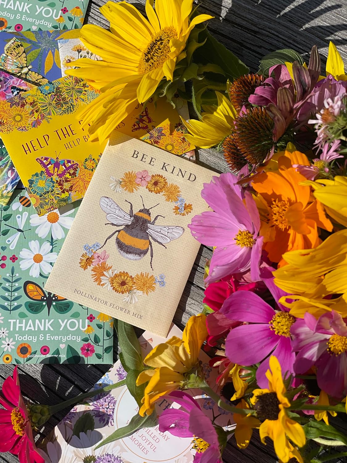 Bee Kind Pollinator | Beautiful Bee Art | Environmental Favors Cards for Guests Seed Packets | Pollinator Wildflower