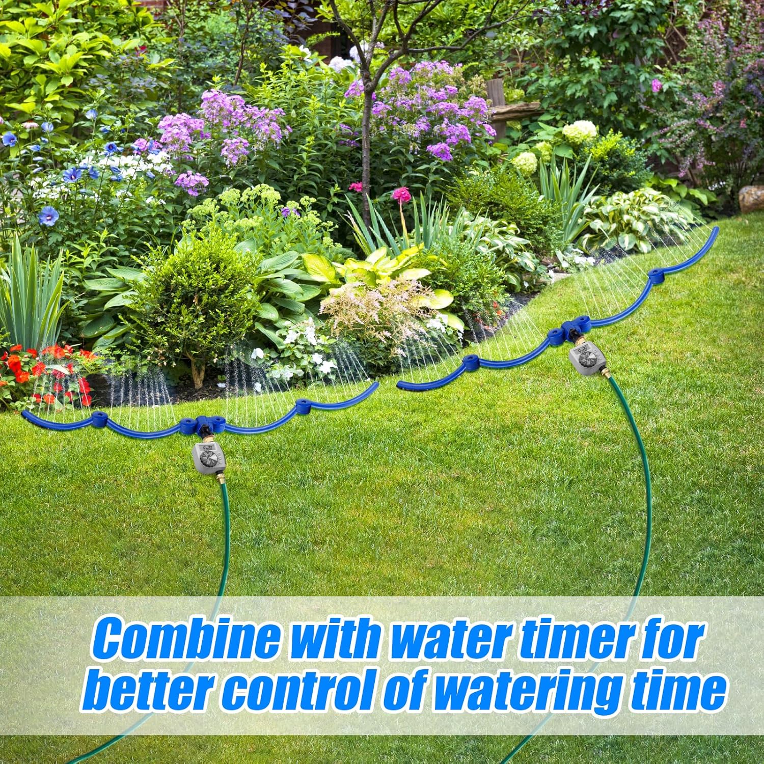 Apipi 2 Pcs 11.8" 360° Ring Tree Water Sprinklers for Even Root Irrigation | Adjustable Circle Tree Watering with Y