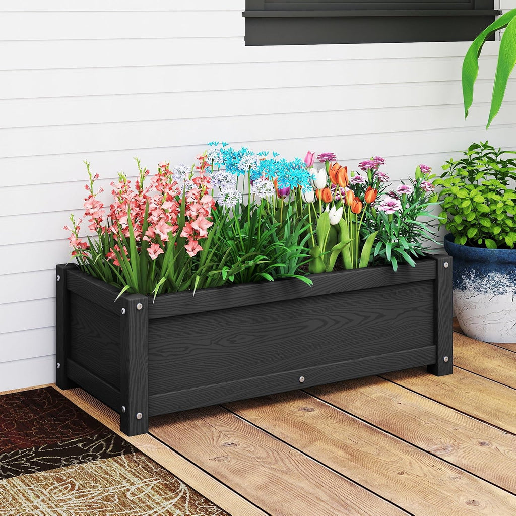 HDPE Raised Planter Box Outdoor,Rot-Resistant and Non-Cracking,Small Raised Beds for Gardening 29.5 * 14.4 * 9.8 in for