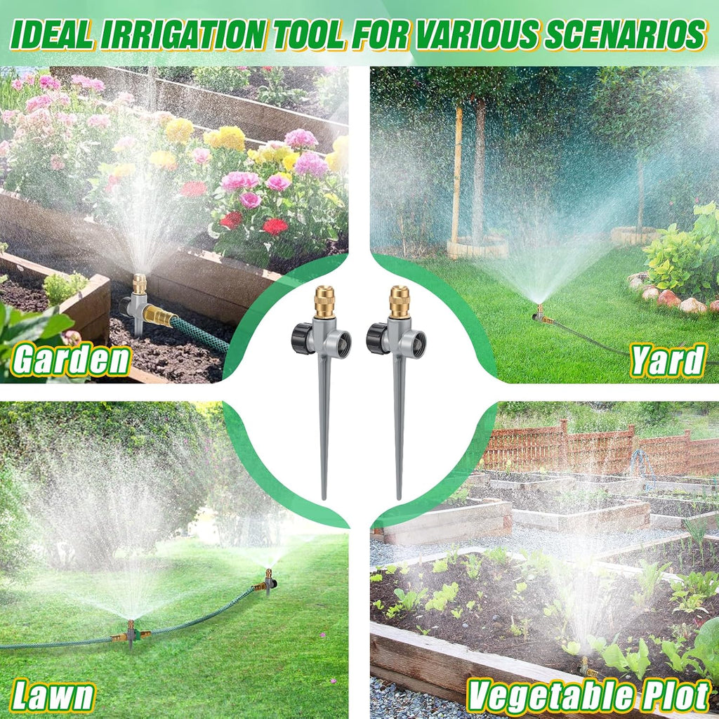 Acostop 4pcs 360° Spray Sturdy Metal Sprinklers for Yard Lawn Medium Garden | Adjustable Brass Nozzle Water Sprinkler