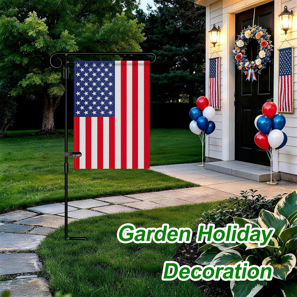 HOOSUN Garden Flag Stand Holder Easy to Install Strong and Sturdy wrought iron Pole Fits Mini Flag 12.5" x 18" no need