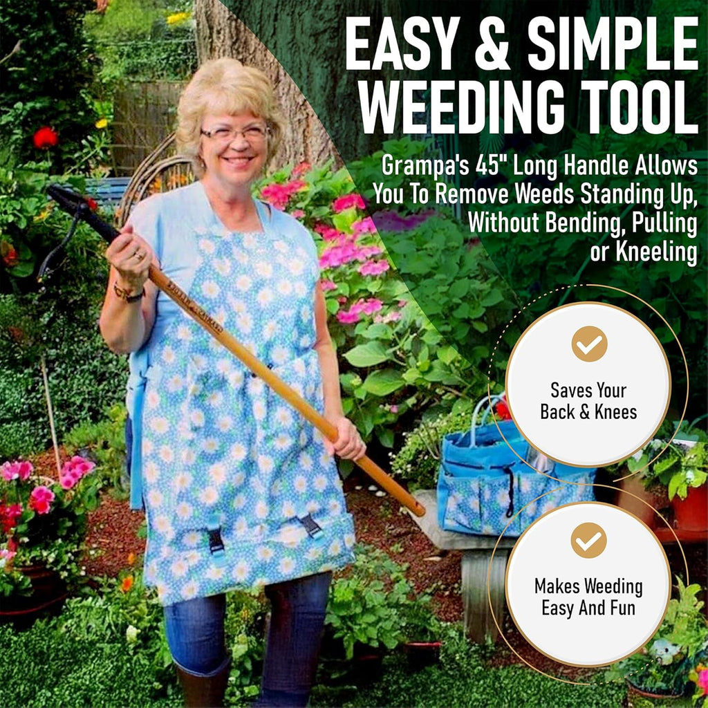 Grampa's Weeder + Grampa's Hand Hook - Original Weeder + Hand Cultivator | Heavy-Duty Steel • Breaks Up Hard Soil •