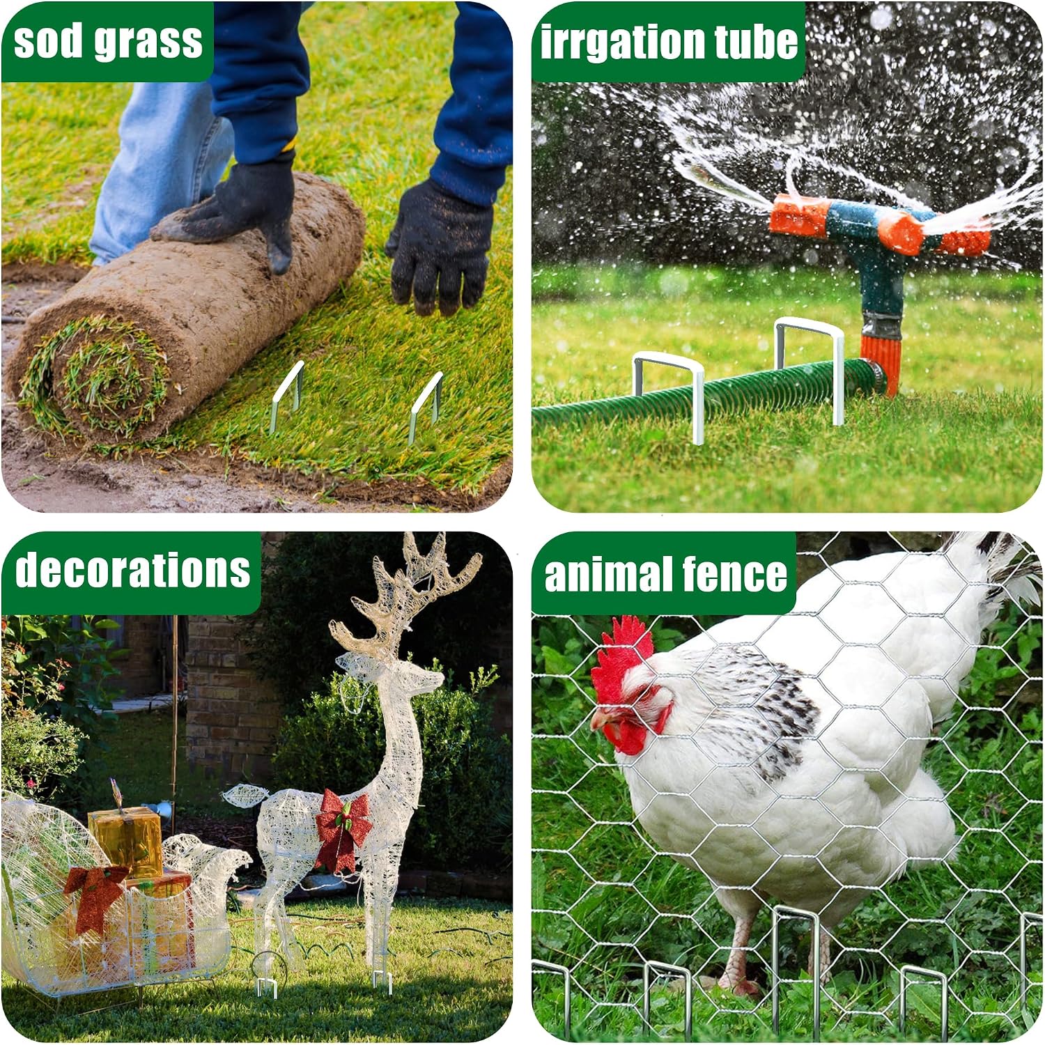 500 Pack Landscape Staples 6 Inch 11 Gauge Garden Stakes | Galvanized Garden Staples Pins Anti-Rust Ground Stakes for