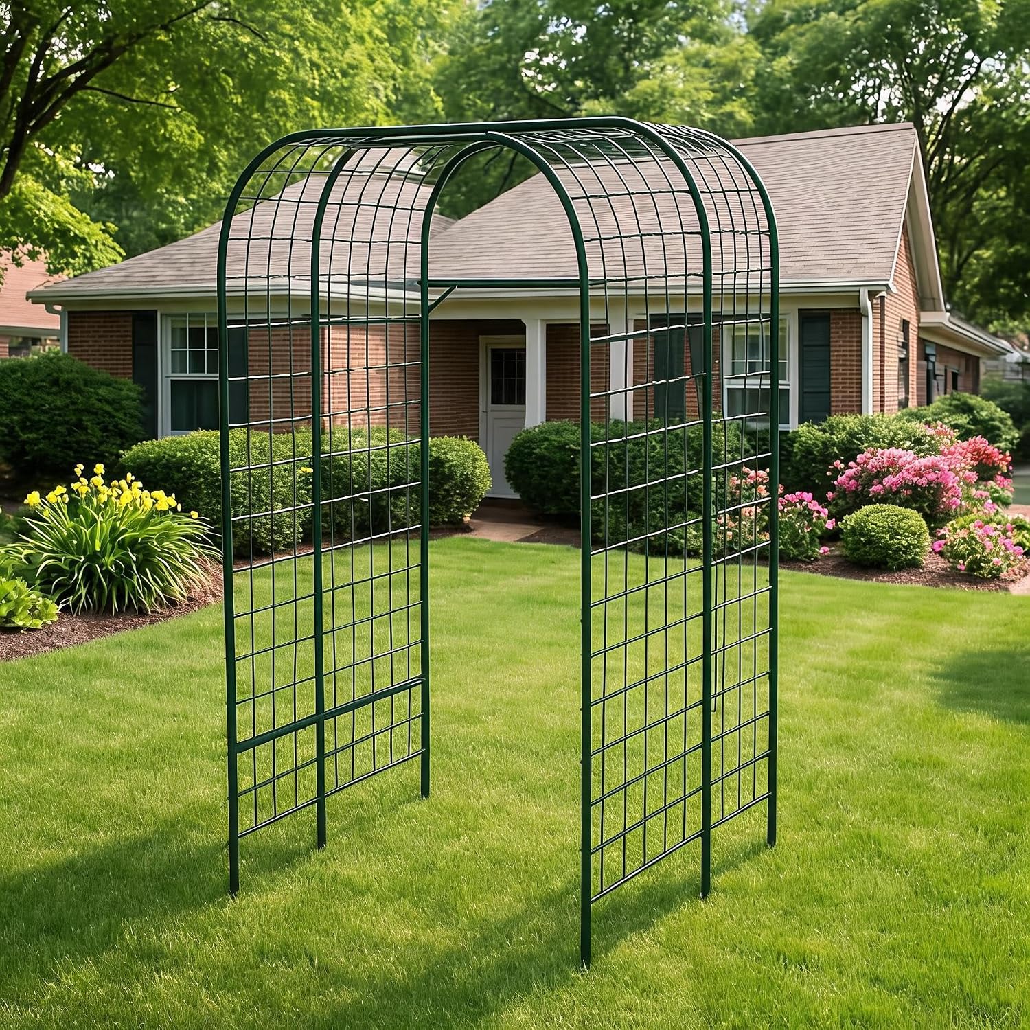 Garden Arch Trellis for Raised Beds, 7.3 FT Metal Cucumber Trellis with Plastic Connectors, u-Shape Plant Support for