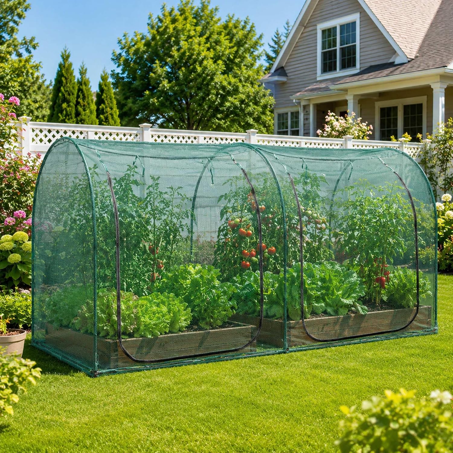 Large Tunnel 8.2'x4' Plant Netting Cover 4FT Tall Crop Cage Netting Pest Guard Cover for Vegetables Fruits Durable