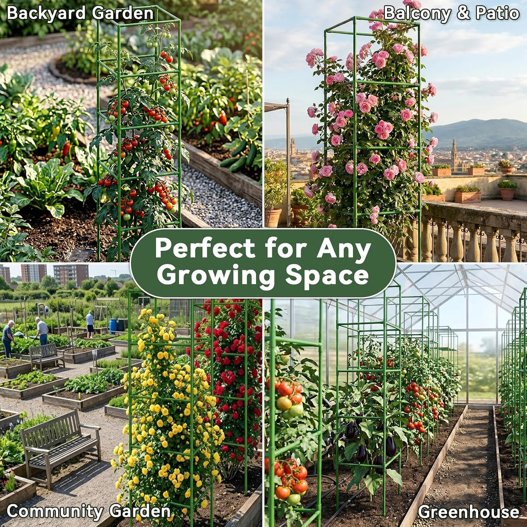 2 Pack 72" Tomato Cages for Garden, Heavy Duty Adjustable Plant Support | For Climbing Plants and Vegetables