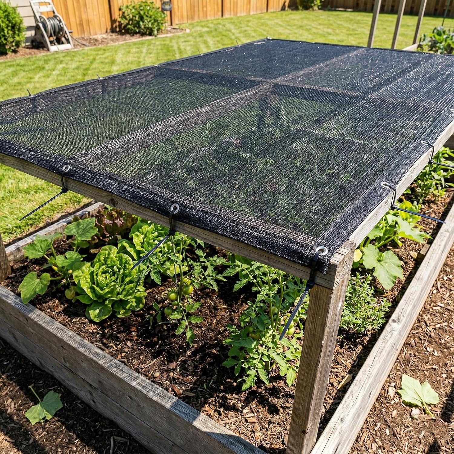 Royal Shade 50% Black Shade Cloth 16FT x 16FT Mesh Tarp with Grommets for Garden Patio, Plant Shading, Greenhouse